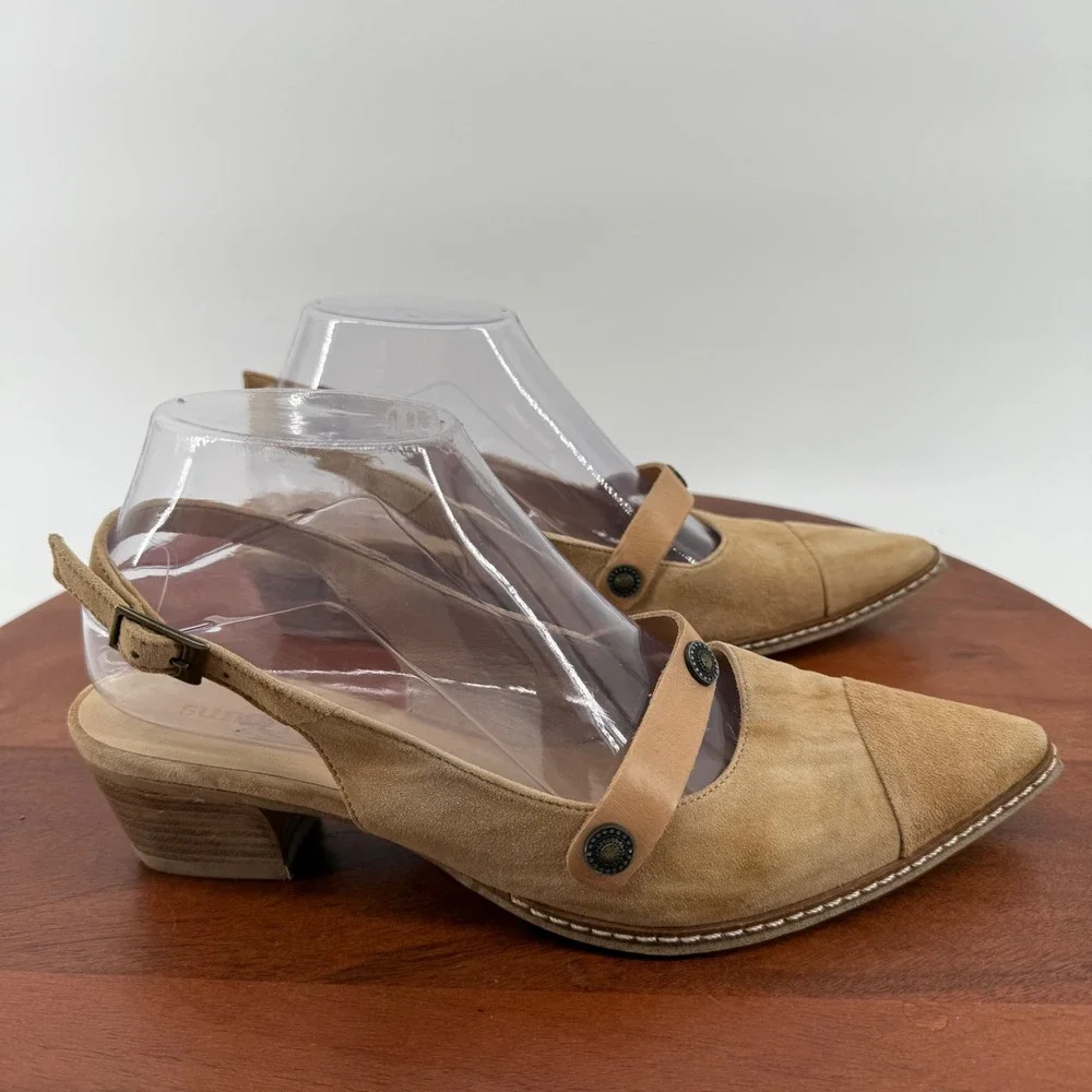 Sundance Tan‎ Suede Pointed Toe Slingback Heels  Size EU 38/Women 7.5-8 France